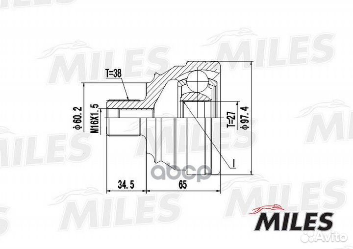 Шрус vw t4 1.9d-2.8 90-03 нар. Miles
