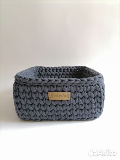 Корзинки вязаные квадратные