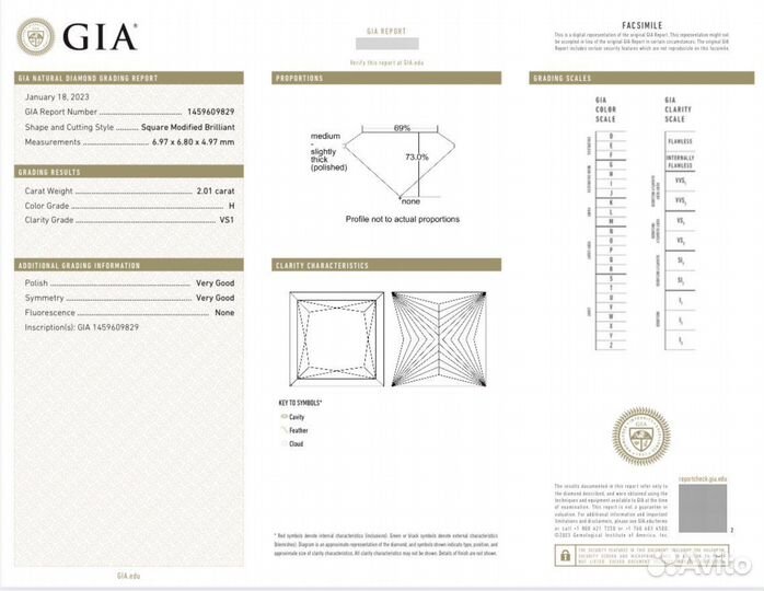 Кольцо с Бриллиантом 2 карата H/VS1 GIA