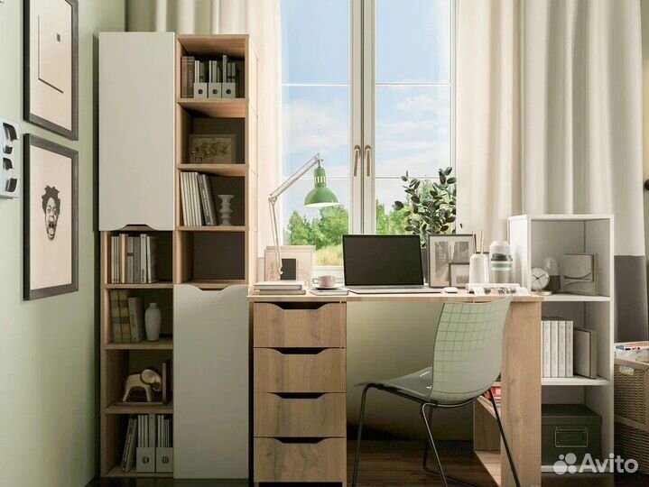 Стол письменный Валенсия 4 ящ. вырезная ручка