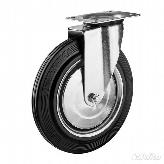 Колесо поворотное d200мм,г/п 185кг, резина/метал