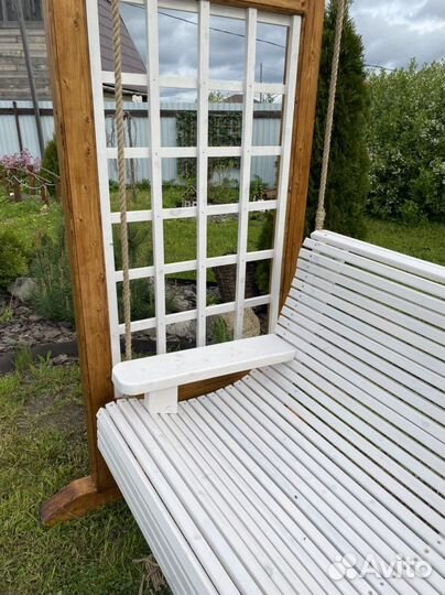 Качель-пергола садовая из натурального дерева