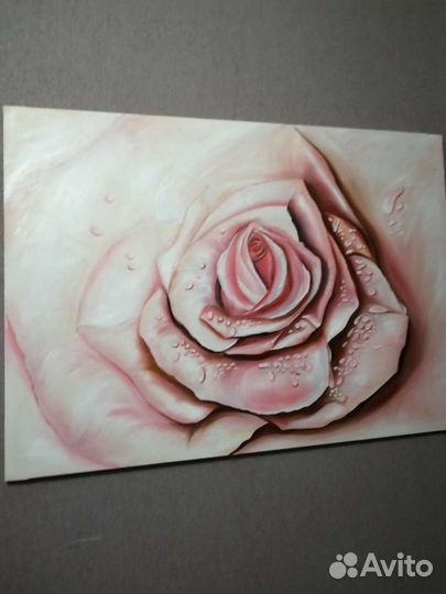 Картины маслом, холст, роза, море, павлины