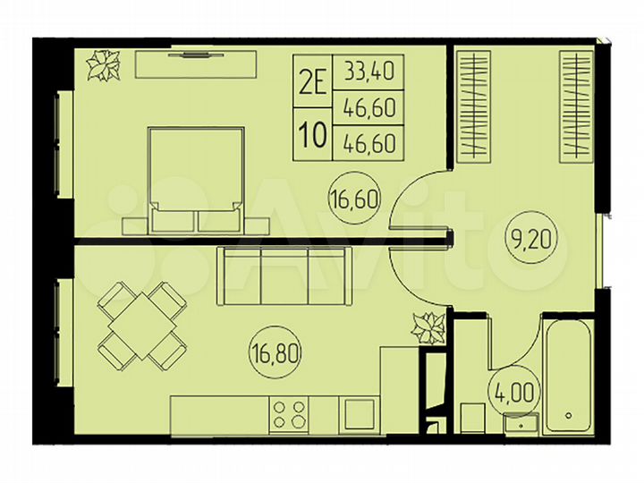 1-к. квартира, 46,6 м², 13/23 эт.