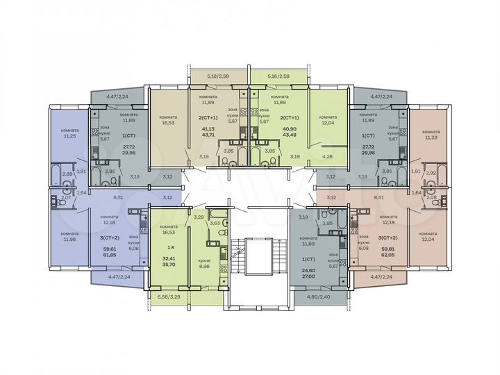 3-к. квартира, 64,3 м², 7/7 эт.