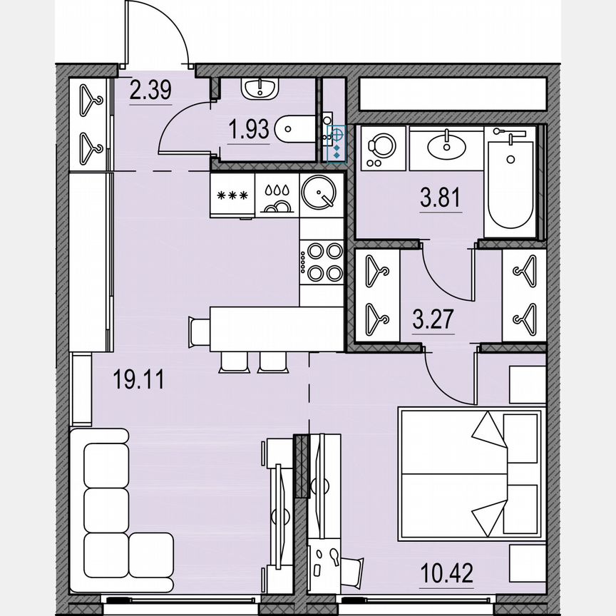 1-к. квартира, 41 м², 13/17 эт.