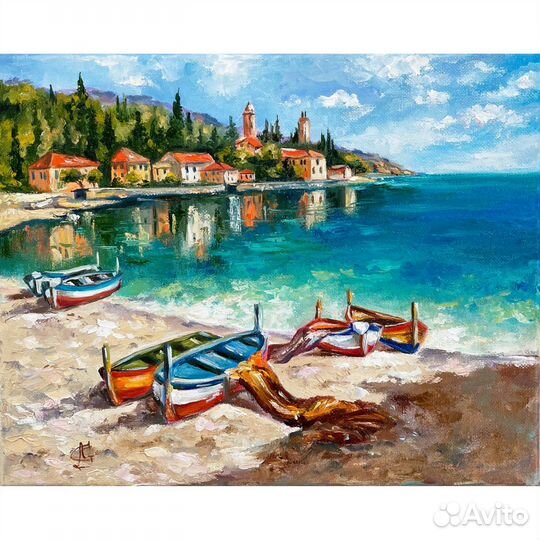 Картина маслом со средиземноморским пейзажем