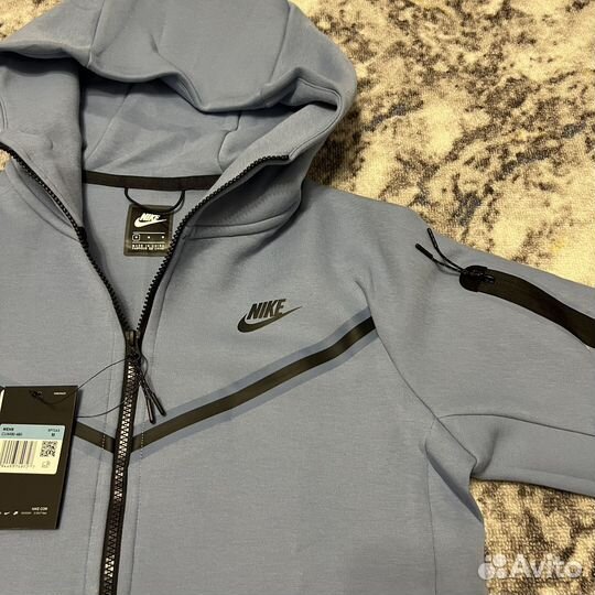 Зип худи nike tech fleece голубая