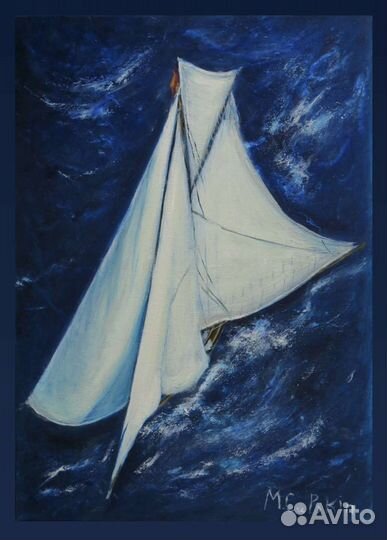 Парус корабль яхтинг регата морской пейзаж картина