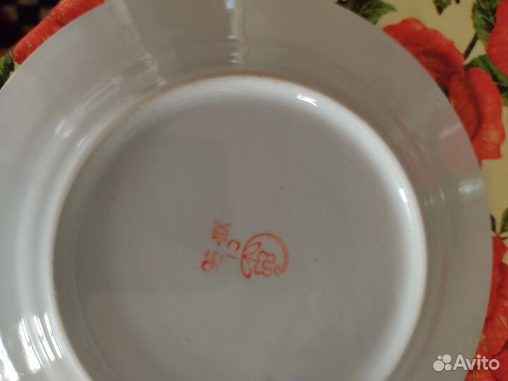 2 чашки большие фарфор кобальт+блюдце