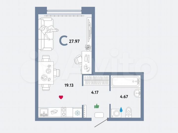 Квартира-студия, 28 м², 6/11 эт.