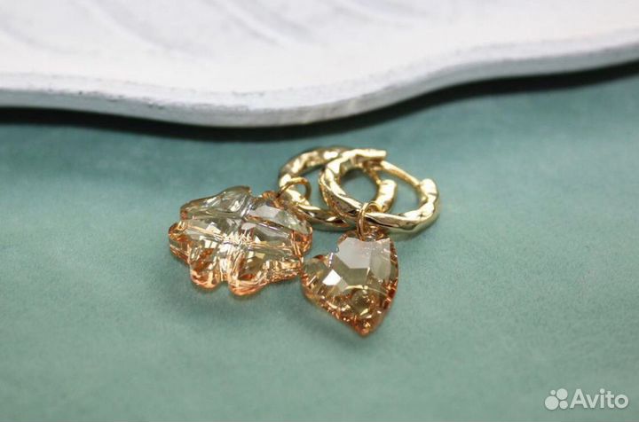 Ассиметричные серьги подвески Swarovski