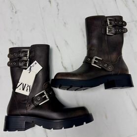 Байкерские сапоги Zara в стиле Miu Miu ankle boots