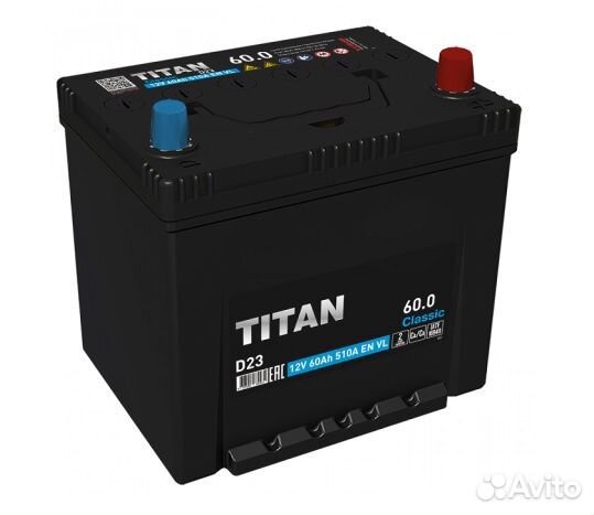 Аккумулятор 60 Ач Titan Classic Asia 510А
