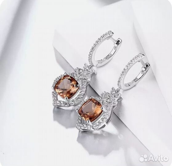 Серьги серебро 925 пробы с султанитом