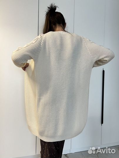 Вязаный кардиган женский длинный 46 48 размер