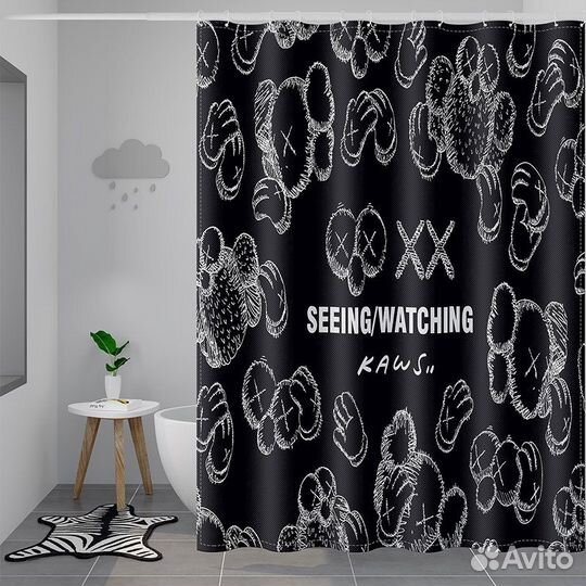 Kaws bearbrick Supreme штора для ванной 180x200