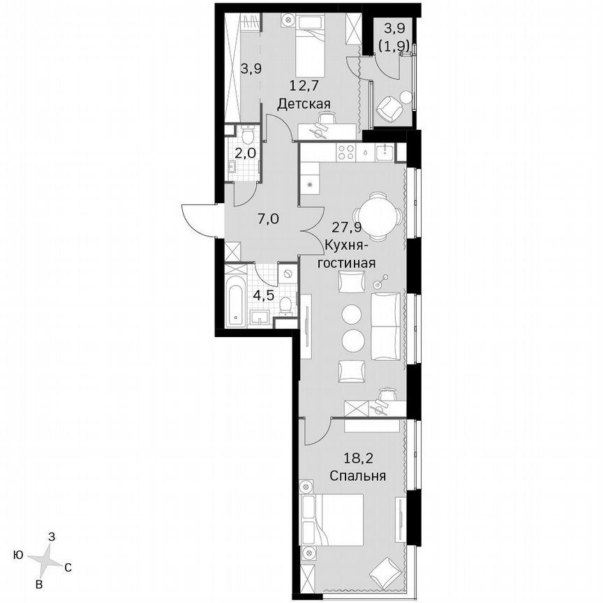 2-к. квартира, 78,1 м², 35/35 эт.