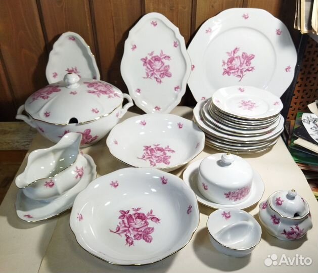Сервиз столовый «Роза» Богемия Чехословакия СССР