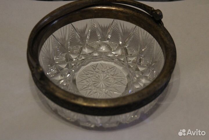 Конфетница,хрусталь,серебро.СССР