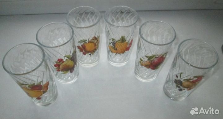 Набор стаканов фрукты,ягоды - 6 шт вместе, СССР