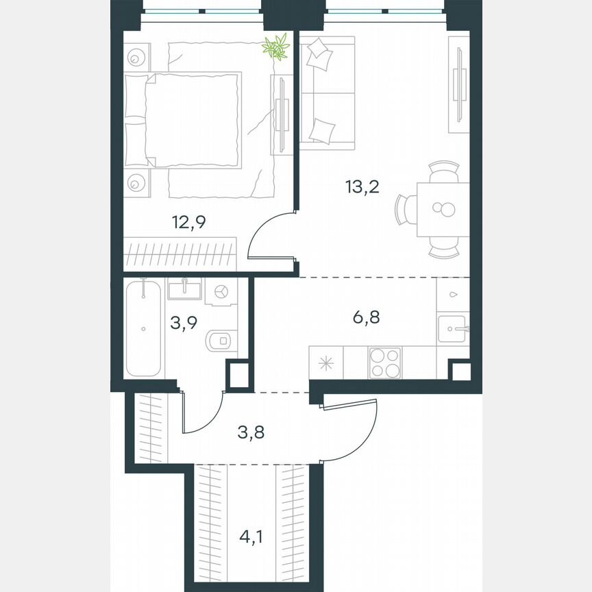 2-к. квартира, 44,7 м², 41/48 эт.