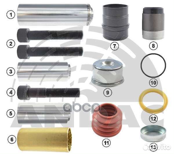 Ремкомплект суппорта (втулки,пальцы,направляющи