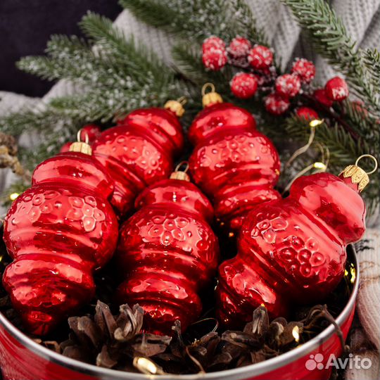 Стеклянная елочная игрушка «Фонарик» красный глянц