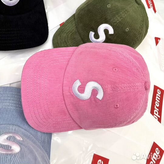 Кепка Supreme Fine Wale corduroy logo velvet
