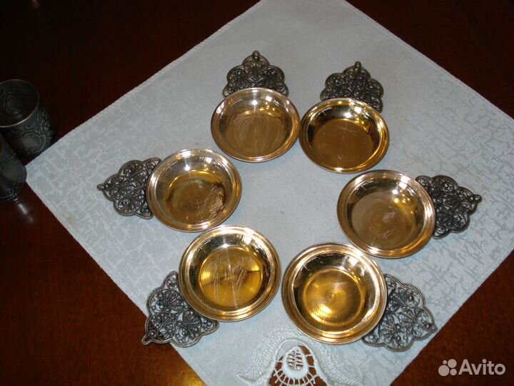 Салфетницы,розетки Мельхиор, серебрение,скань СССР