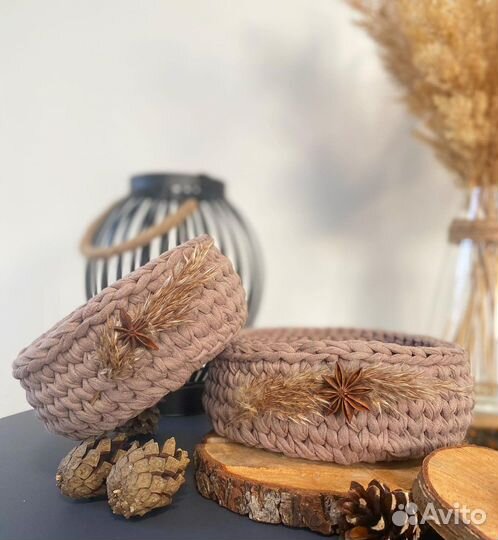 Корзины интерьерные из трикотажной пряжи