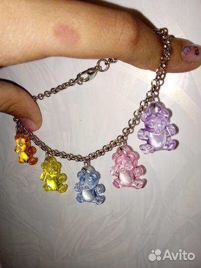 Серебряный браслет с мишками