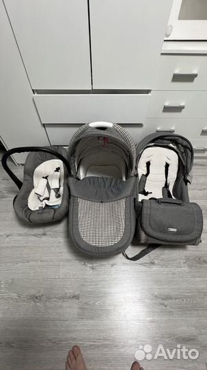 Коляска adamex barletta 3 в 1 бело серая