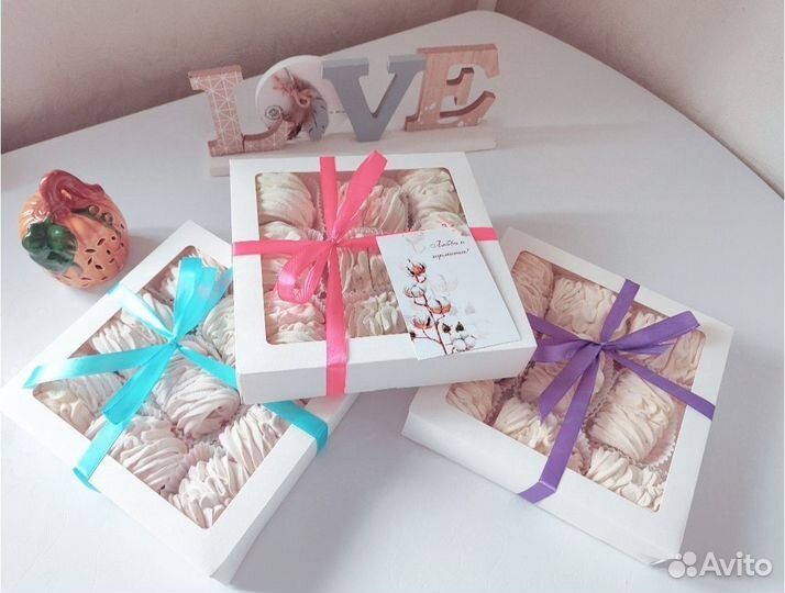 Нежный домашний зефир в коробочках