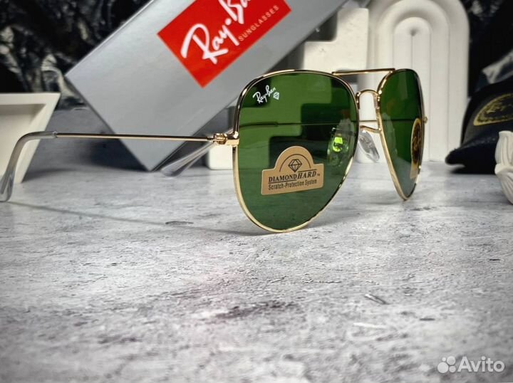 Очки Ray Ban Aviator золотые