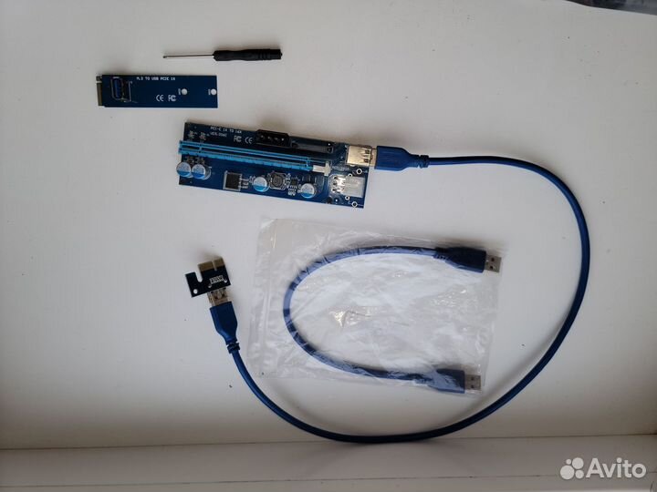 Райзер pci-e, usb кабеля 30см, m2 переходники