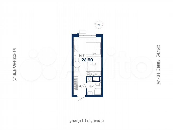 Квартира-студия, 28,5 м², 8/17 эт.