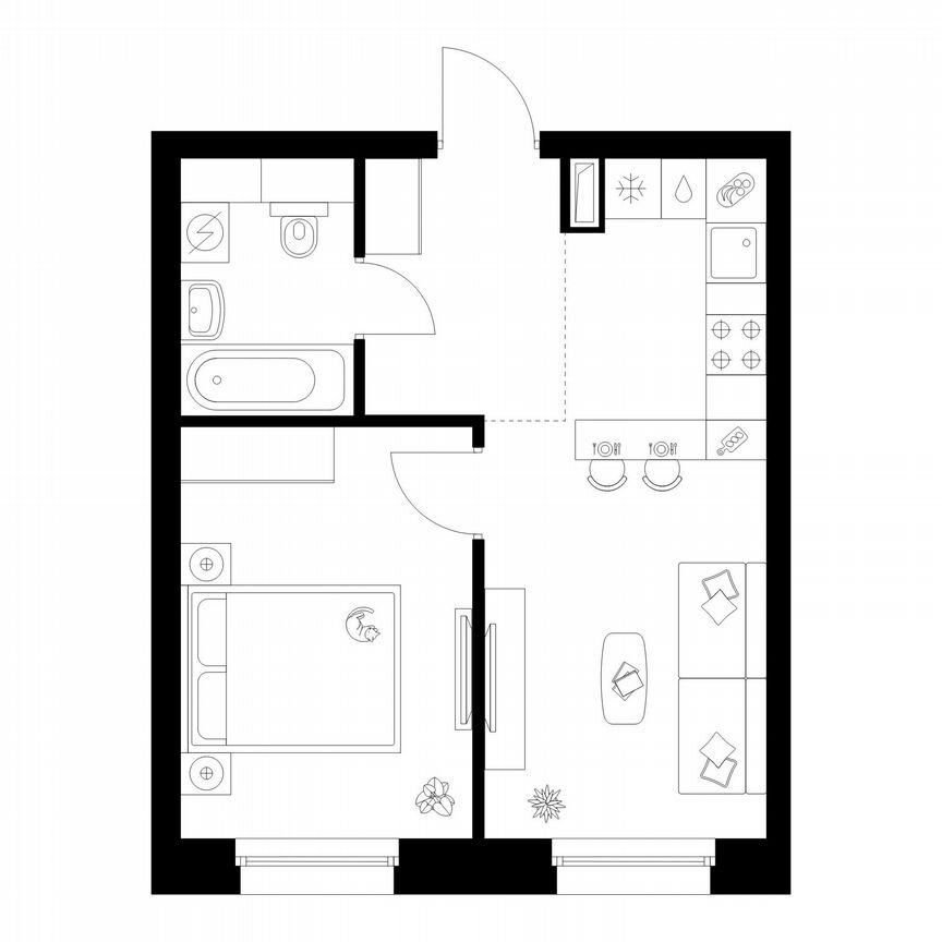 1-к. квартира, 35,9 м², 12/45 эт.