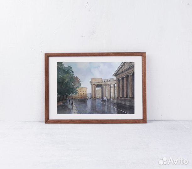 Картина акварелью Санкт-Петербург Казанский собор