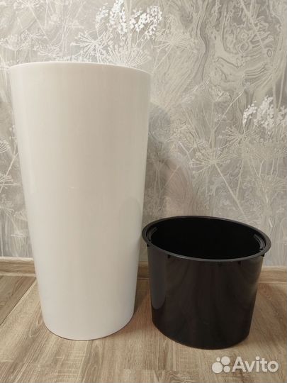 Кашпо Пилар со вставкой D39см H75см, 23/69л Белый