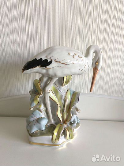 Фарфоровая статуэтка Цапля