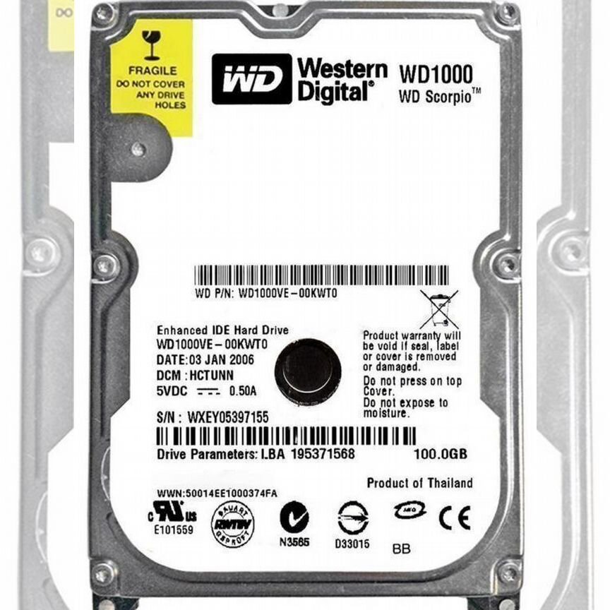 [WD1000VE] Жесткий Диск Western Digital 100gb Ide Wd1000ve