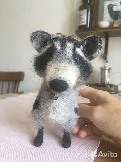 Валяные игрушки лиса и енот, Тильда кот