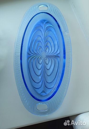 Селедочница Синее стекло Кл. зос СССР 1950-1970