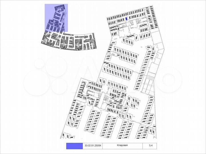 Продается кладовая, площадь 3.4 кв.м. на -1 уровне