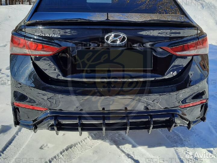 Диффузор заднего бампера Хендай Солярис 2