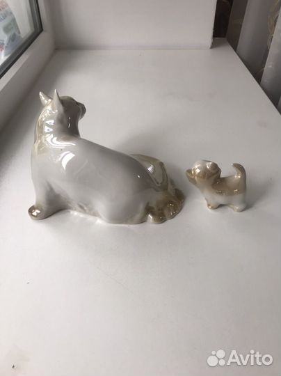 Статуэтки фарфоровые кошка и котенок офз