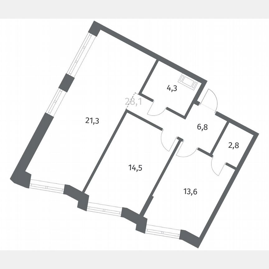 2-к. квартира, 63,3 м², 5/12 эт.