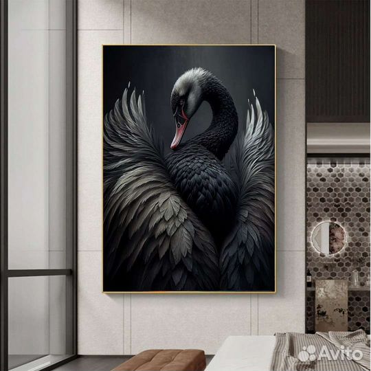 Картина маслом черный лебедь Интерьерная