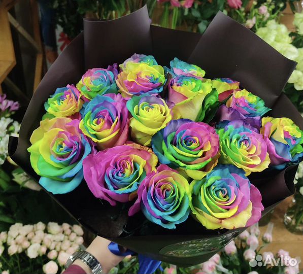 Радужные розы \ Цветные розы